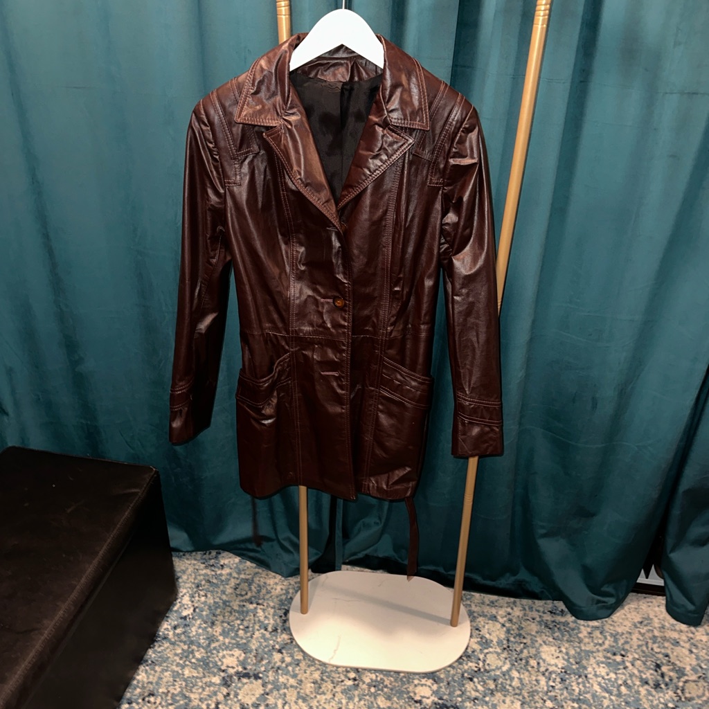 Vintage Burgundy Leather Coat